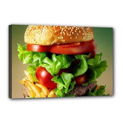 Hamburger Cheeseburger Burger 3d Render Snack Canvas 18  X 12  (stretched) by Pakemis