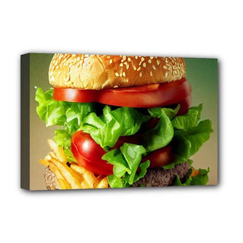 Hamburger Cheeseburger Burger 3d Render Snack Deluxe Canvas 18  X 12  (stretched) by Pakemis