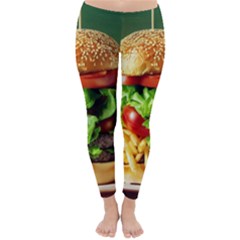 Hamburger Cheeseburger Burger 3d Render Snack Classic Winter Leggings by Pakemis