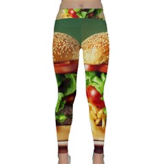 Hamburger Cheeseburger Burger 3d Render Snack Classic Yoga Leggings by Pakemis