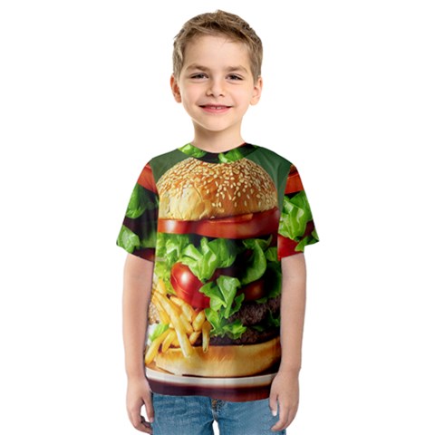 Hamburger Cheeseburger Burger 3d Render Snack Kids  Sport Mesh Tee by Pakemis