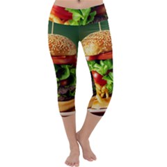 Hamburger Cheeseburger Burger 3d Render Snack Capri Yoga Leggings by Pakemis