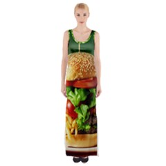 Hamburger Cheeseburger Burger 3d Render Snack Thigh Split Maxi Dress by Pakemis