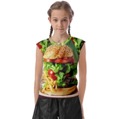 Hamburger Cheeseburger Burger 3d Render Snack Kids  Raglan Cap Sleeve Tee by Pakemis