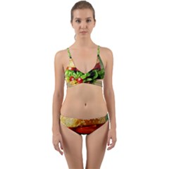 Hamburger Cheeseburger Burger 3d Render Snack Wrap Around Bikini Set by Pakemis