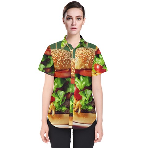 Hamburger Cheeseburger Burger 3d Render Snack Women s Short Sleeve Shirt by Pakemis