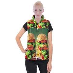 Hamburger Cheeseburger Burger 3d Render Snack Women s Button Up Vest by Pakemis