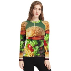 Hamburger Cheeseburger Burger 3d Render Snack Women s Long Sleeve Rash Guard by Pakemis