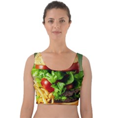 Hamburger Cheeseburger Burger 3d Render Snack Velvet Crop Top by Pakemis