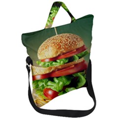 Hamburger Cheeseburger Burger 3d Render Snack Fold Over Handle Tote Bag by Pakemis