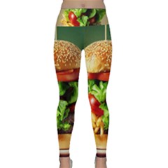 Hamburger Cheeseburger Burger 3d Render Snack Lightweight Velour Classic Yoga Leggings by Pakemis