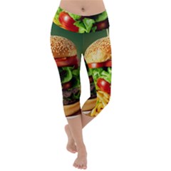 Hamburger Cheeseburger Burger 3d Render Snack Lightweight Velour Capri Yoga Leggings by Pakemis