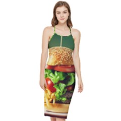 Hamburger Cheeseburger Burger 3d Render Snack Bodycon Cross Back Summer Dress by Pakemis