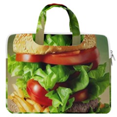 Hamburger Cheeseburger Burger 3d Render Snack Macbook Pro 13  Double Pocket Laptop Bag by Pakemis