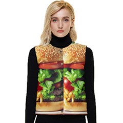 Hamburger Cheeseburger Burger 3d Render Snack Women s Short Button Up Puffer Vest