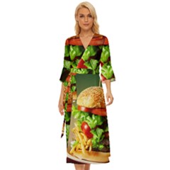 Hamburger Cheeseburger Burger 3d Render Snack Midsummer Wrap Dress by Pakemis