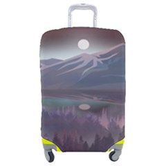 Mountains Nature Forest Moon Landscape Moonlight Luggage Cover (medium) by Pakemis