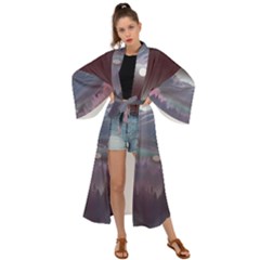 Mountains Nature Forest Moon Landscape Moonlight Maxi Kimono