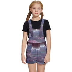 Mountains Nature Forest Moon Landscape Moonlight Kids  Short Overalls by Pakemis