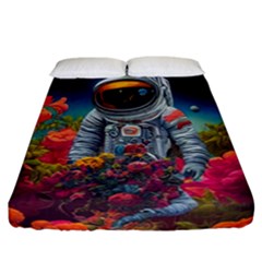 Astronaut Universe Planting Flowers Cosmos Galaxy Fitted Sheet (california King Size) by Pakemis