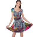 Astronaut Universe Planting Flowers Cosmos Galaxy Cap Sleeve Dress View1