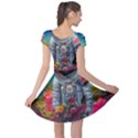 Astronaut Universe Planting Flowers Cosmos Galaxy Cap Sleeve Dress View2