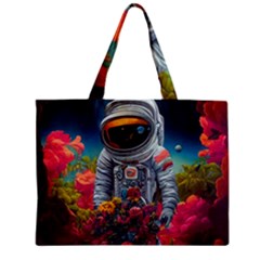 Astronaut Universe Planting Flowers Cosmos Galaxy Zipper Mini Tote Bag by Pakemis