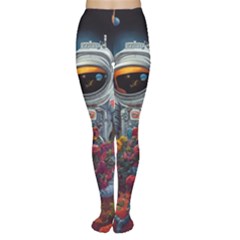 Astronaut Universe Planting Flowers Cosmos Galaxy Tights by Pakemis