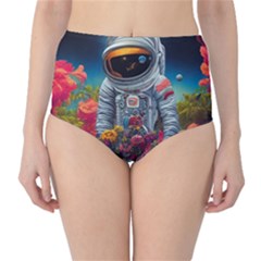 Astronaut Universe Planting Flowers Cosmos Galaxy Classic High-waist Bikini Bottoms by Pakemis