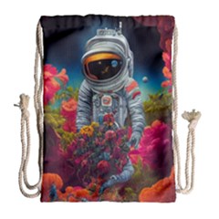 Astronaut Universe Planting Flowers Cosmos Galaxy Drawstring Bag (large) by Pakemis