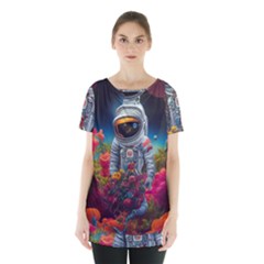 Astronaut Universe Planting Flowers Cosmos Galaxy Skirt Hem Sports Top by Pakemis