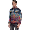 Astronaut Universe Planting Flowers Cosmos Galaxy Men s Puffer Bubble Jacket Coat View2