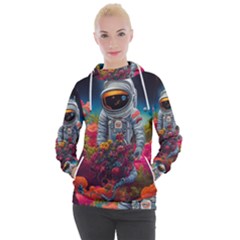 Astronaut Universe Planting Flowers Cosmos Galaxy Women s Hooded Pullover by Pakemis