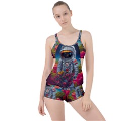 Astronaut Universe Planting Flowers Cosmos Galaxy Boyleg Tankini Set  by Pakemis