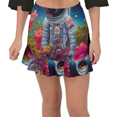 Astronaut Universe Planting Flowers Cosmos Galaxy Fishtail Mini Chiffon Skirt by Pakemis