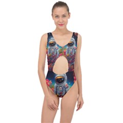 Astronaut Universe Planting Flowers Cosmos Galaxy Center Cut Out Swimsuit by Pakemis