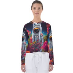 Astronaut Universe Planting Flowers Cosmos Galaxy Women s Slouchy Sweat by Pakemis