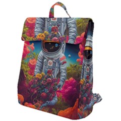 Astronaut Universe Planting Flowers Cosmos Galaxy Flap Top Backpack by Pakemis