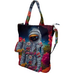 Astronaut Universe Planting Flowers Cosmos Galaxy Shoulder Tote Bag by Pakemis