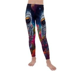 Astronaut Universe Planting Flowers Cosmos Galaxy Kids  Lightweight Velour Leggings by Pakemis