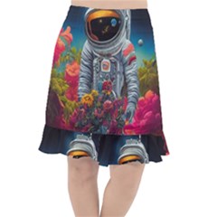 Astronaut Universe Planting Flowers Cosmos Galaxy Fishtail Chiffon Skirt by Pakemis