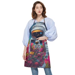 Astronaut Universe Planting Flowers Cosmos Galaxy Pocket Apron by Pakemis