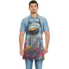 Astronaut Universe Planting Flowers Cosmos Galaxy Kitchen Apron by Pakemis