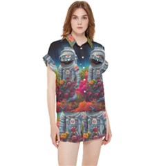 Astronaut Universe Planting Flowers Cosmos Galaxy Chiffon Lounge Set by Pakemis