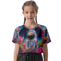 Astronaut Universe Planting Flowers Cosmos Galaxy Kids  Basic Tee by Pakemis