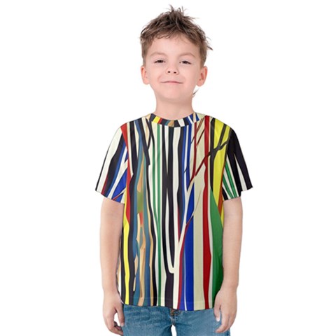 Abstract Trees Colorful Artwork Woods Kids  Cotton Tee by Pakemis