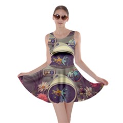 Astronaut Universe Planting Flowers Cosmos Art Skater Dress by Pakemis