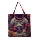 Astronaut Universe Planting Flowers Cosmos Art Grocery Tote Bag View1