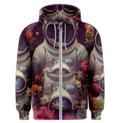 Astronaut Universe Planting Flowers Cosmos Art Men s Zipper Hoodie by Pakemis