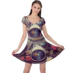 Astronaut Universe Planting Flowers Cosmos Art Cap Sleeve Dress by Pakemis